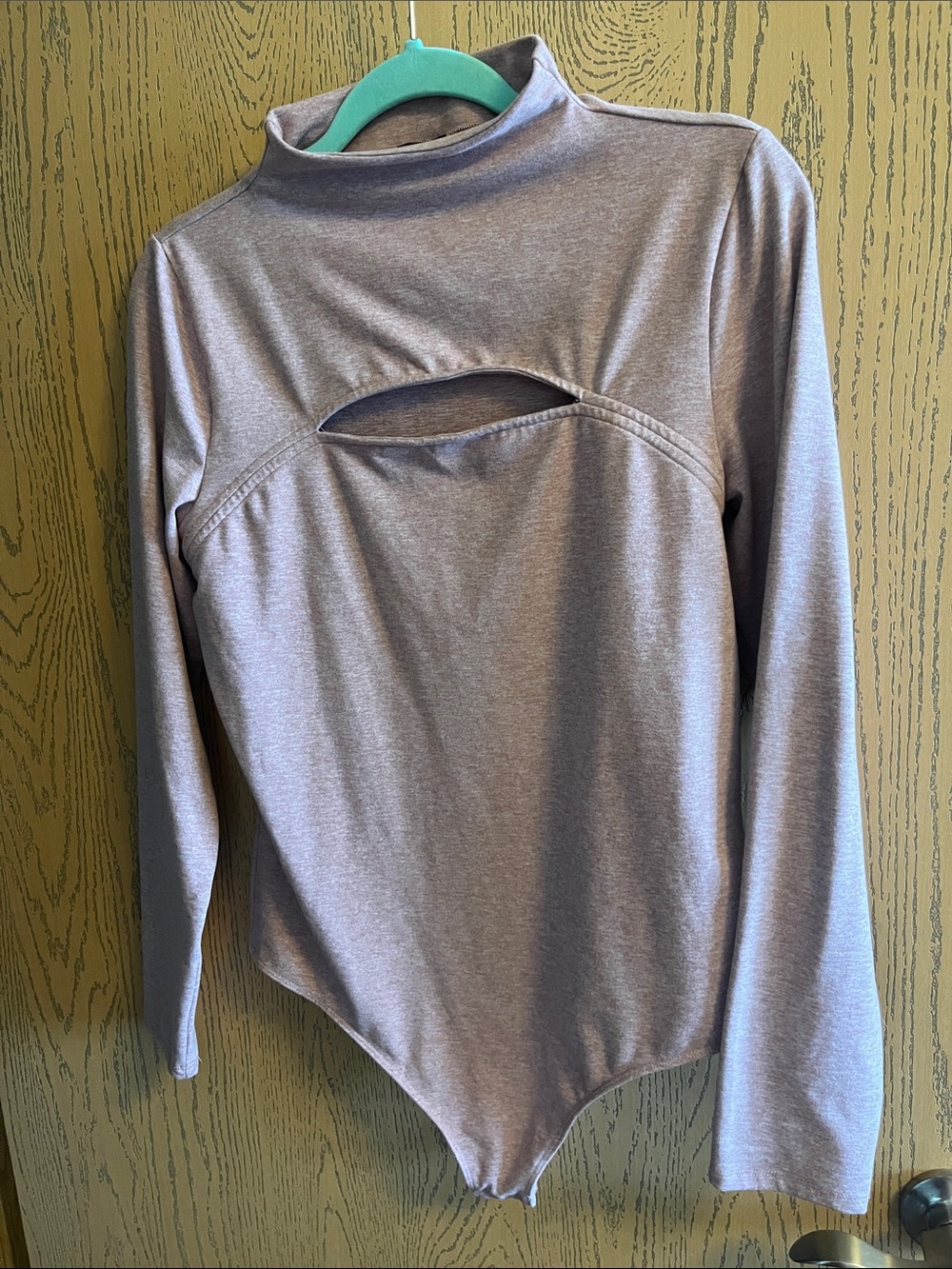Express Lavender Mock Neck Long Sleeve Bodysuit with Chest Cutout